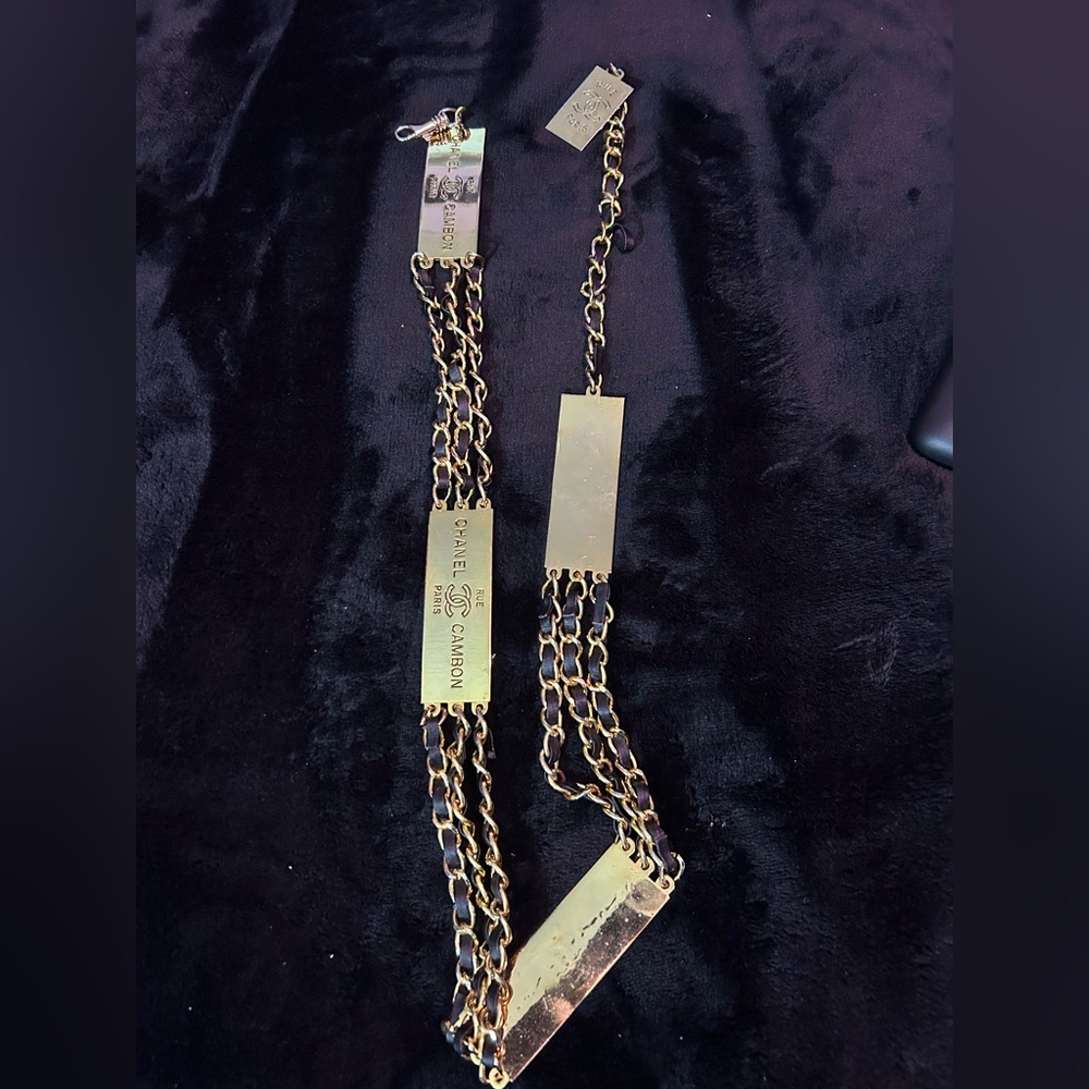 Chanel Cambon Rue Paris Interwoven Leather and Chain Link Belt, 1995 Collection